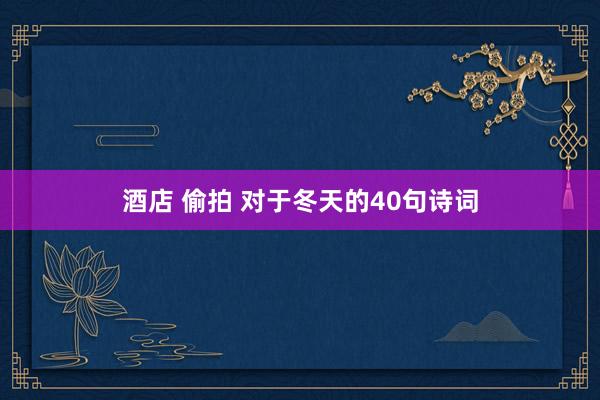 酒店 偷拍 对于冬天的40句诗词